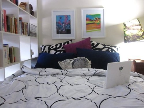 bed with computer